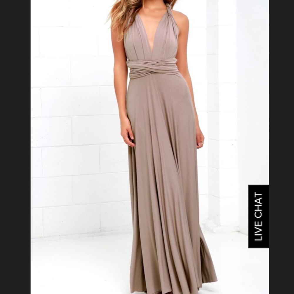 Tricks of the Trade Taupe Maxi Dress